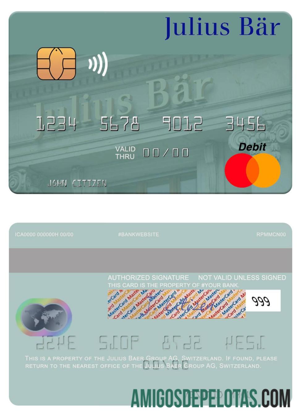 Suíça Julius Baer Group AG Mastercard exemplo